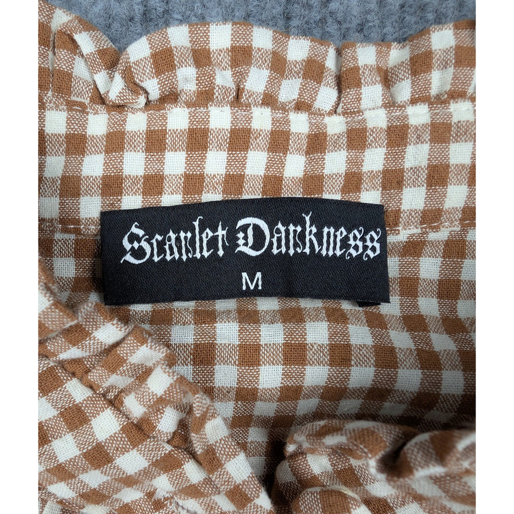 Scarlet Darkness Peasant Blouse Womens Medium Gingham Cottage Western - Picture 7 of 7